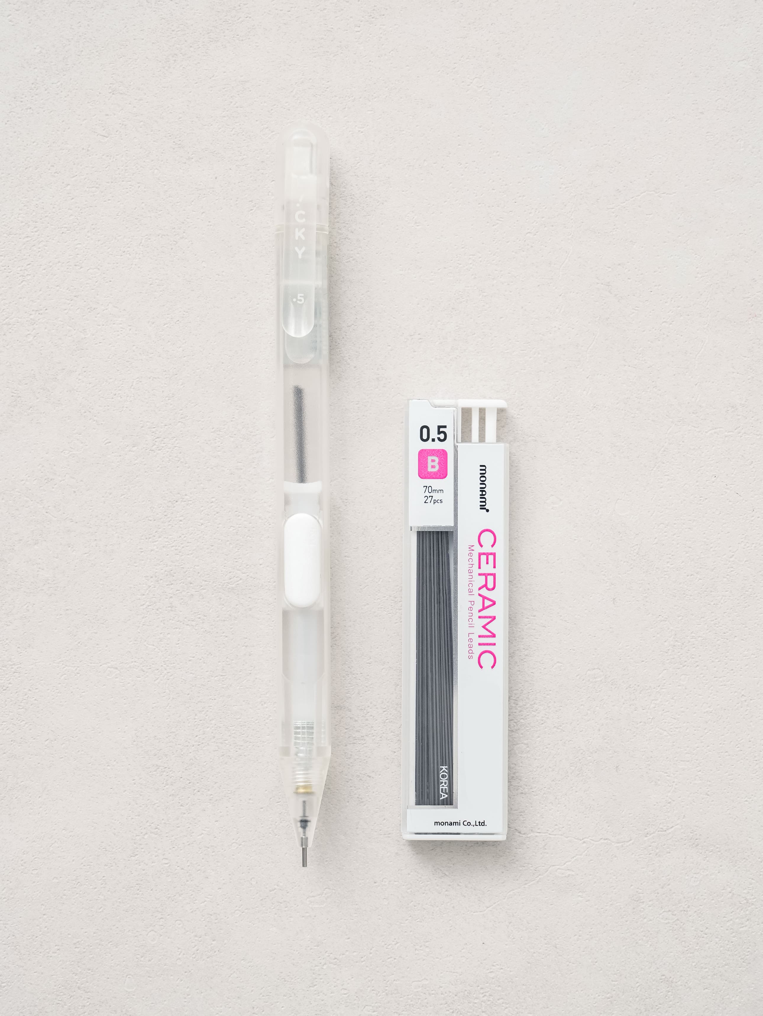 Monami Clicky Mechanical Pencil & Leads · Clear 0.5mm · 1