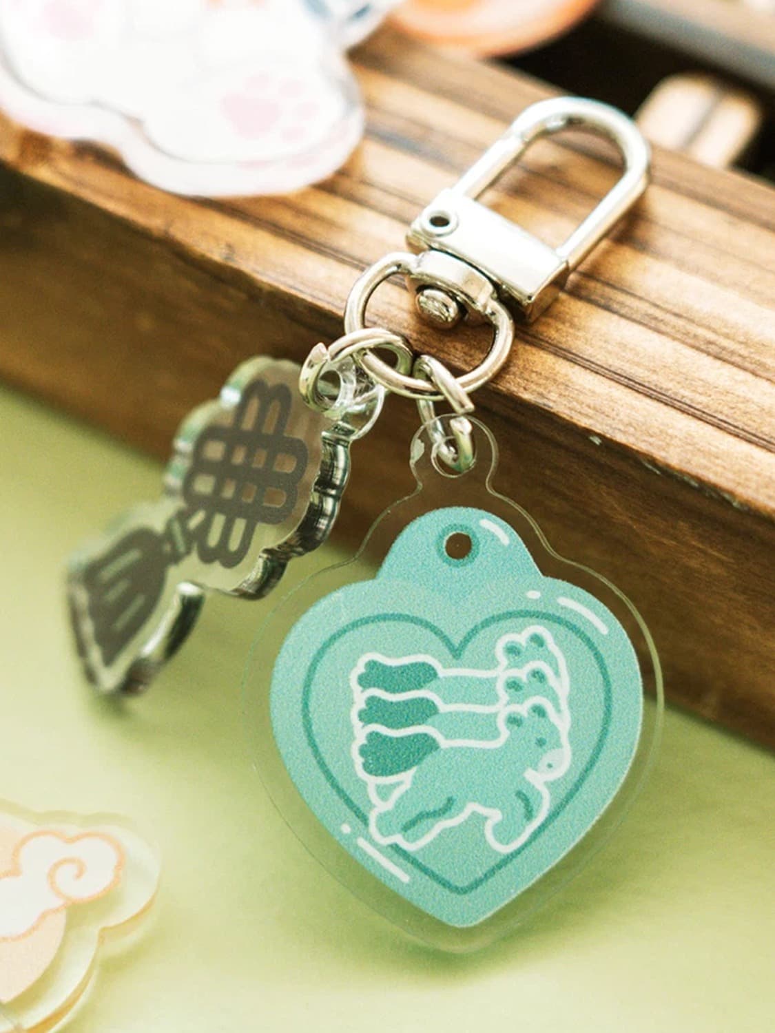 Korean Traditional Acrylic Keyring · Jade Horse-pass Design